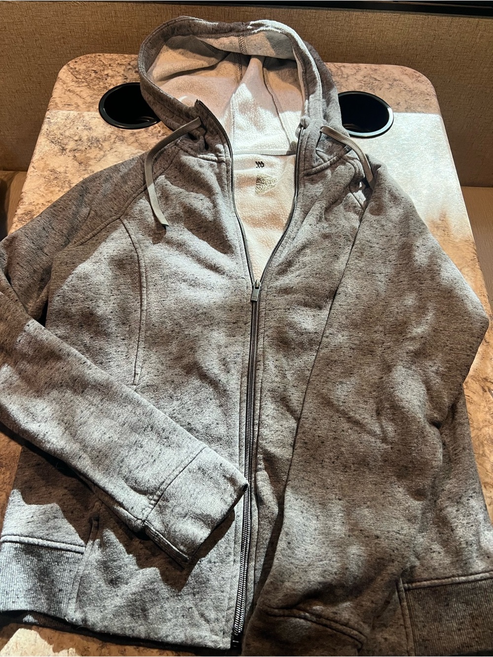 All in Motion woman’s Gray Full Zip Fleece Hoodie Pockets Logo Size M # 747